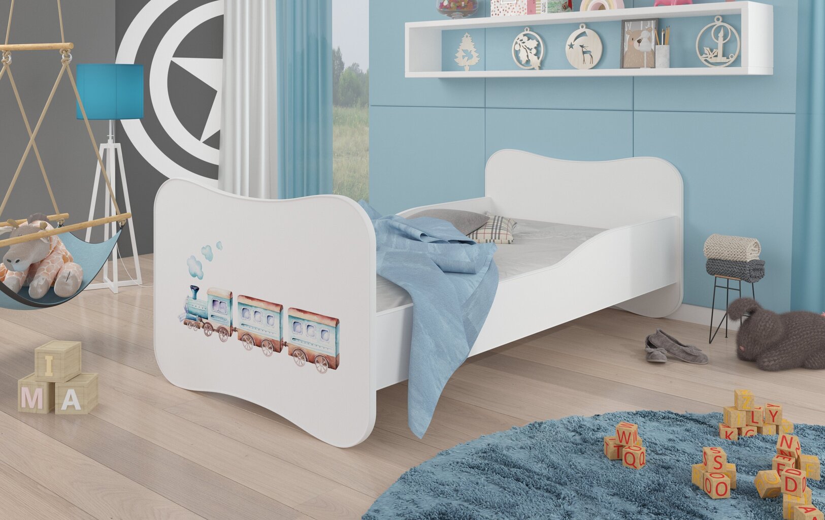 Gulta ADRK Furniture Gonzalo Railway, 140x70 cm, balta цена и информация | Bērnu gultas | 220.lv