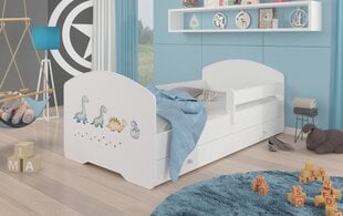 Кровать ADRK Furniture Pepe Barrier Dinosaurs, 140х70 см, белого цвета цена и информация | Детские кровати | 220.lv