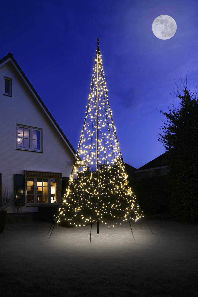 Mirgojošs Ziemassvētku apgaismojums karoga mastam, TWINKLE, 6 m, 1200 LED cena un informācija | Ziemassvētku lampiņas, LED virtenes | 220.lv
