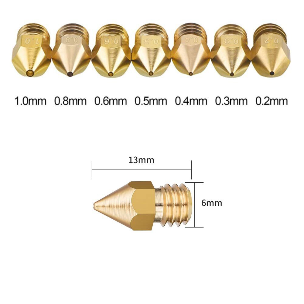 DURTAT 22 gabali 3D printera sprausla MK8 ekstrūdera sprausla, 0,4 mm 10 gabali, 0,2 mm 0,3 mm 0,6 mm 0,8 mm 1,0 mm uz 2 gabaliem, tīrīšana-1 pincete, 1 sprauslas taustiņš, 10 iepakojums 0,35 mm adatas цена и информация | Piederumi printerim | 220.lv