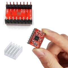 WJMY A4988 Step Module Stepper Moter Driver с радиатором для трехмерного принтера (5 штук, красный) цена и информация | Аксессуары для принтера | 220.lv