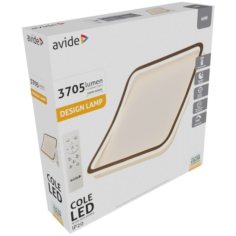 LED griestu lampa AVIDE Cole 60W ar tālvadības pulti cena un informācija | Griestu lampas | 220.lv