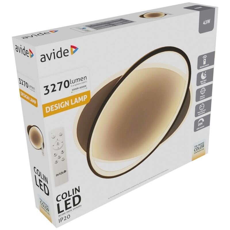 LED griestu lampa AVIDE Colin 43W ar tālvadības pulti cena un informācija | Griestu lampas | 220.lv