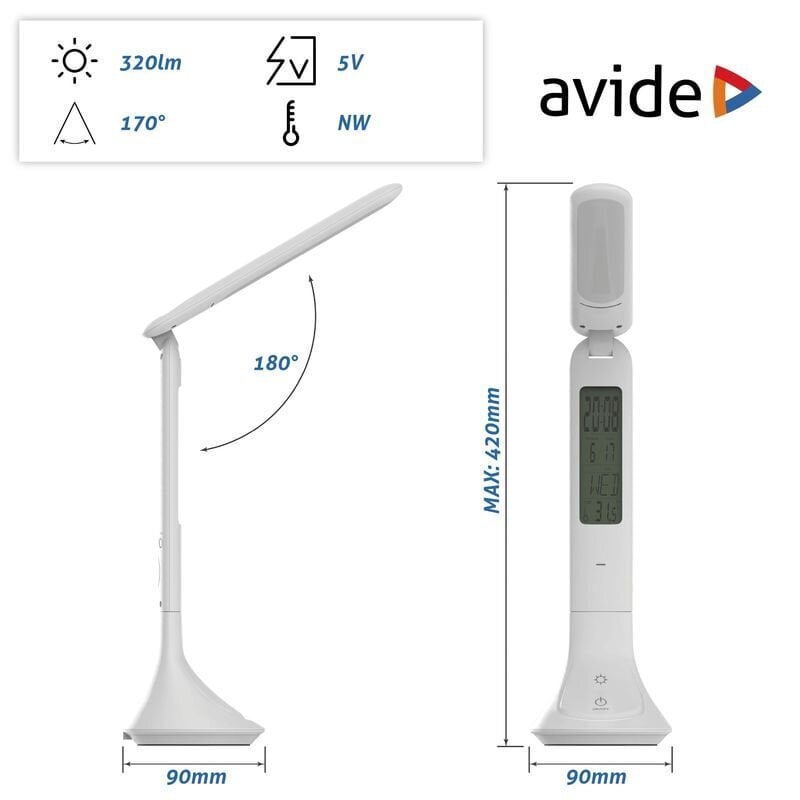 LED uzlādējama galda lampa AVIDE Calendar 5W balta цена и информация | Galda lampas | 220.lv