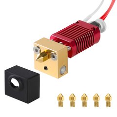 Ender 3 Hotend, Creality samontēts Hotend Kit MK8 Hotend Extreneder 3D printera piederumi, alumīnija siltuma bloks ar silikona pārsegu un papildu 0,4 mm sprausla*5, Hotend 3/gala 3 beigās 3/beigās 3 V2 cena un informācija | Piederumi printerim | 220.lv