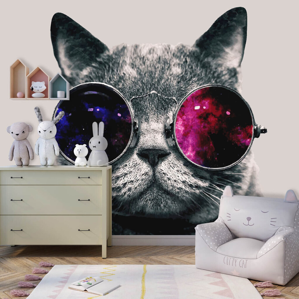Fototapets - Kaķis ar brillēm cena un informācija | Fototapetes | 220.lv