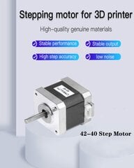 Creality 3D printeris 42-40 Stepper Motor, 2 fāzes 1A 1,8 grādi 0,4 N.M STEP MOTOR 3D printera ekstrūdeer, saderīga ar CR-10 sērijas E asi un Ender-3 sēriju cena un informācija | Piederumi printerim | 220.lv