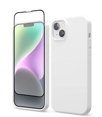 Komplekts - silikona vāciņš Apple iPhone 14 Plus (real liquid silicone Easy Clean), balts (Snow white) + aizsargstikls Superior 5D cena un informācija | Telefonu vāciņi, maciņi | 220.lv