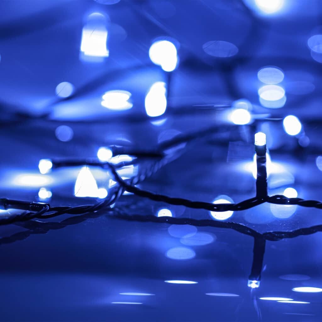 vidaXL LED lampiņu virtene ar 600 LED, zila, 60 m, PVC cena un informācija | Ziemassvētku lampiņas, LED virtenes | 220.lv