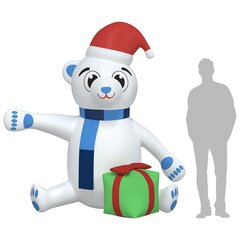 vidaXL piepūšams Ziemassvētku lācis, LED, 180 cm cena un informācija | Svētku dekorācijas | 220.lv