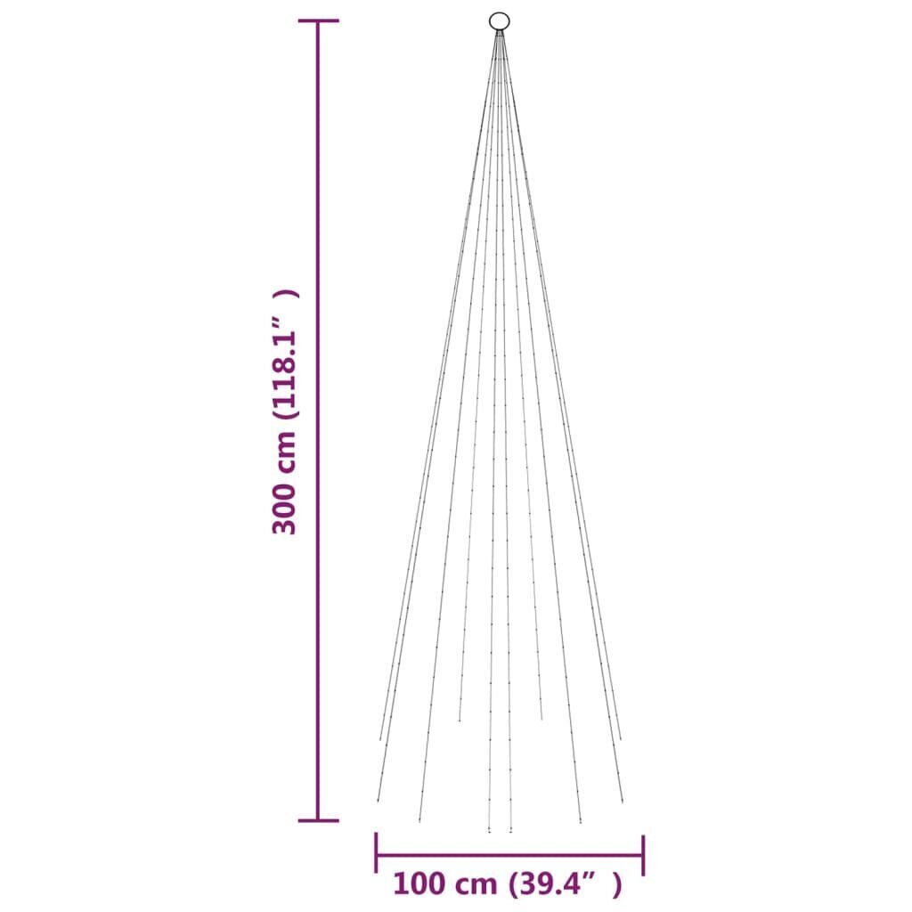vidaXL Ziemassvētku egle karoga mastam, 310 vēsi baltas LED, 300 cm цена и информация | Ziemassvētku lampiņas, LED virtenes | 220.lv