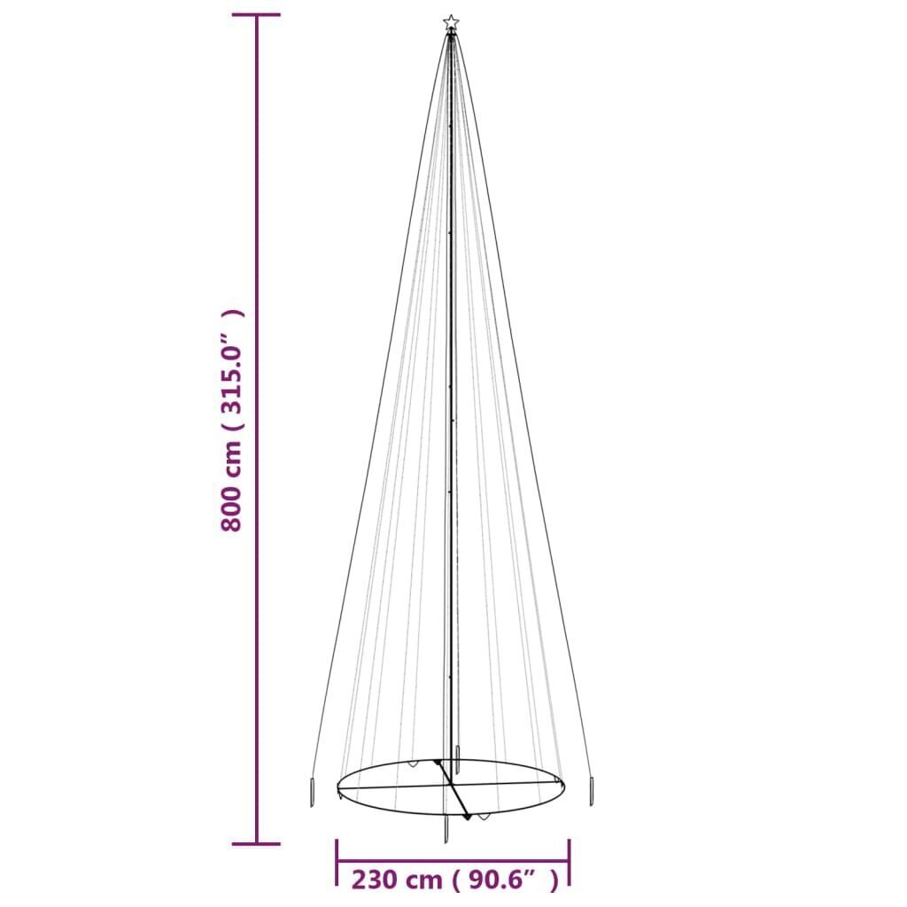 vidaXL Ziemassvētku egle, 1134 krāsainas LED lampiņas, 230x800 cm cena un informācija | Mākslīgās egles, vainagi, statīvi | 220.lv