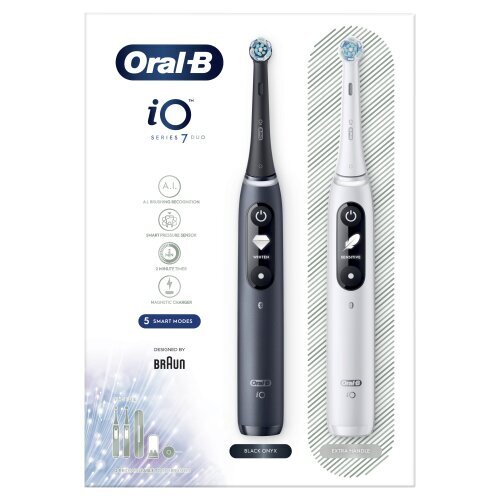 Oral-B iO7 Series Duo Pack White/ Black Onyx cena un informācija | Elektriskās zobu birstes | 220.lv