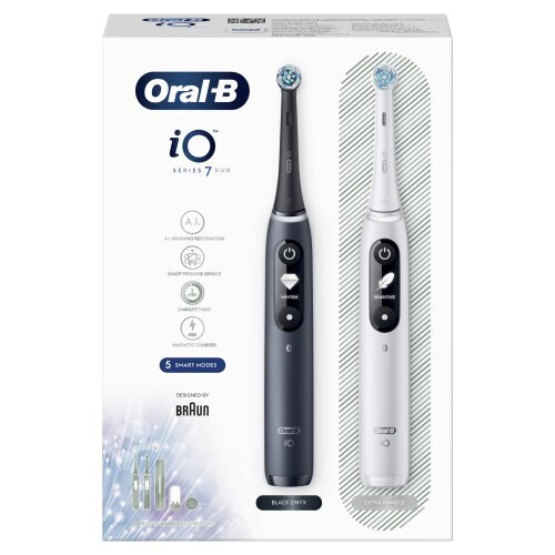 Oral-B iO7 Series Duo Pack White/ Black Onyx cena un informācija | Elektriskās zobu birstes | 220.lv