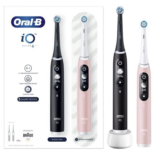 Oral-B iO6 Series Duo Pack Black / Pink Sand cena un informācija | Elektriskās zobu birstes | 220.lv