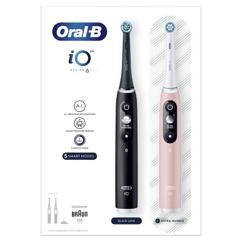 Oral-B iO6 Series Duo Pack Black / Pink Sand cena un informācija | Elektriskās zobu birstes | 220.lv