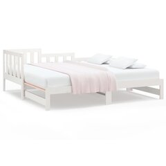 Izvelkama gulta, balta, 2x(90x190)cm, priedes masīvkoks cena un informācija | Gultas | 220.lv