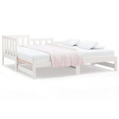 Izvelkama gulta, balta, 2x(80x200)cm, priedes masīvkoks цена и информация | Кровати | 220.lv