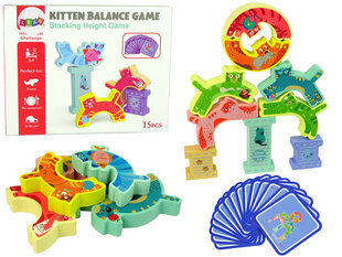 Koka puzles spēle bērniem Lean Toys Līdzsvarojošie kaķi cena un informācija | Rotaļlietas meitenēm | 220.lv