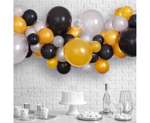 Гирлянда из воздушных шаров, золотые/черные/серебряные шары цена и информация | Шарики | 220.lv