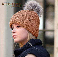 Sieviešu cepure Need 4You, brūna, merino wool cena un informācija | Sieviešu cepures | 220.lv