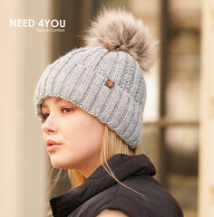 Женская шапка Need 4You, белая, мериносовая шерсть цена и информация | Женские шапки | 220.lv