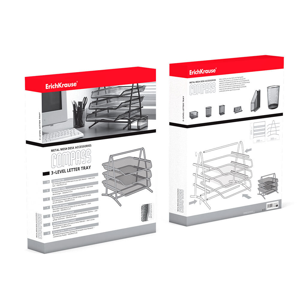 3. līmeņu paliktnis papīram, metāla ErichKrause ® Compass, Classic, sudraba цена и информация | Kancelejas preces | 220.lv
