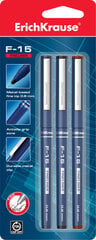 Pildspalva kapilāra ErichKrause ® F-15, tintes krāsa: zila, melna, sarkana (blisterī pa 3 gab.) cena un informācija | Rakstāmpiederumi | 220.lv