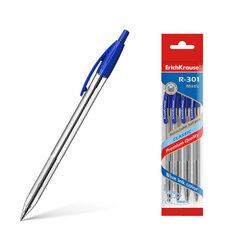 Ручка шариковая автоматическая ErichKrause® R-301 Classic Matic 1.0, цвет чернил синий (в пакете по 4 шт.), набор цена и информация | Письменные принадлежности | 220.lv