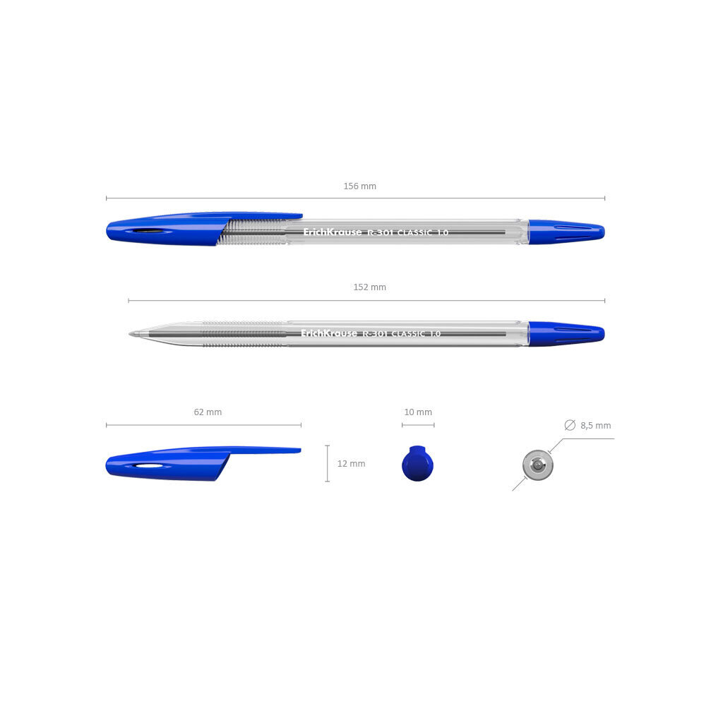 Lodīšu pildspalva ErichKrause ® R-301 Classic Stick 1.0, tintes krāsa - zila (kastē pa 50 gab.), komplekts цена и информация | Rakstāmpiederumi | 220.lv