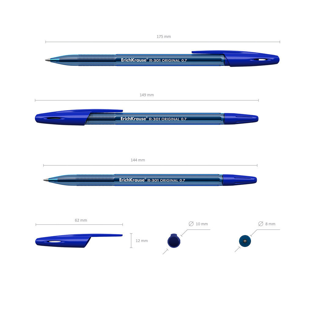 Lodīšu pildspalva ErichKrause ® R-301 Original Stick 0.7, tintes krāsa: zila, melna, sarkana, zaļa (iepakojumā 4 gab.), komplekts цена и информация | Rakstāmpiederumi | 220.lv