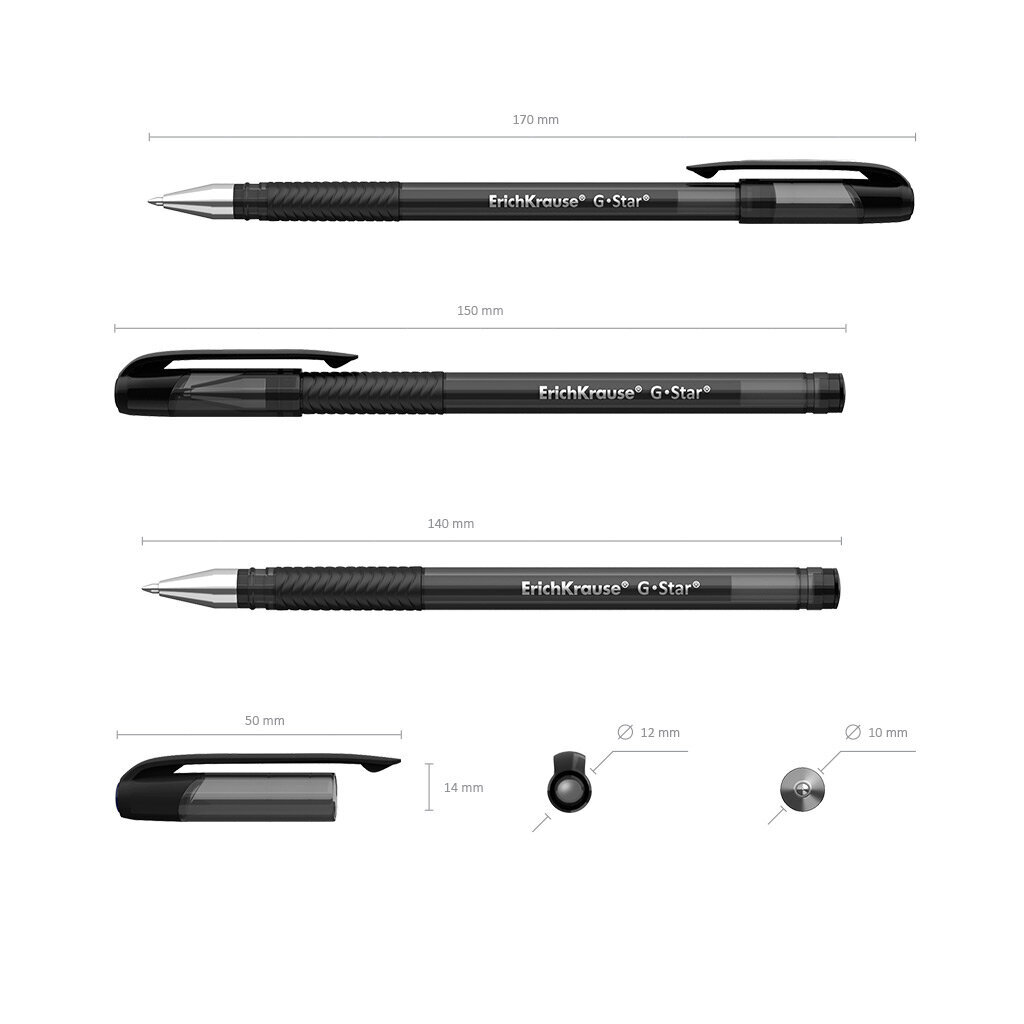 Gēla pildspalva ErichKrause ® G-Star ®, tintes krāsa - melna (kastītē pa 12 gab.), komplekts cena un informācija | Rakstāmpiederumi | 220.lv