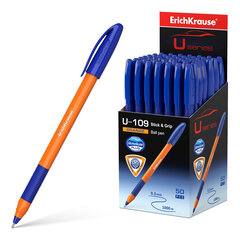 Lodīšu pildspalva ErichKrause ® U-109 Orange Stick & Grip 1.0, Ultra Glide Technology, tintes krāsa - zila (kastītē pa 50 gab.), komplekts cena un informācija | Rakstāmpiederumi | 220.lv