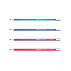 Чернографитный трехгранный карандаш с ластиком  ErichKrause® Sonata HB (в тубусе по 42 шт.), набор цена и информация | Письменные принадлежности | 220.lv