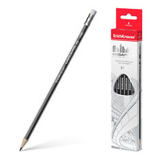 Чернографитный трехгранный карандаш с ластиком ErichKrause® MEGAPOLIS HB (в коробке по 12 шт.), набор цена и информация | Письменные принадлежности | 220.lv