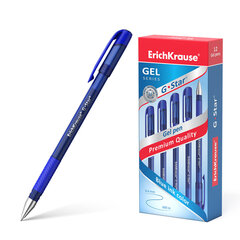 Ручка гелевая ErichKrause® G-Star®, цвет чернил синий (в коробке по 12 шт.), набор цена и информация | Письменные принадлежности | 220.lv