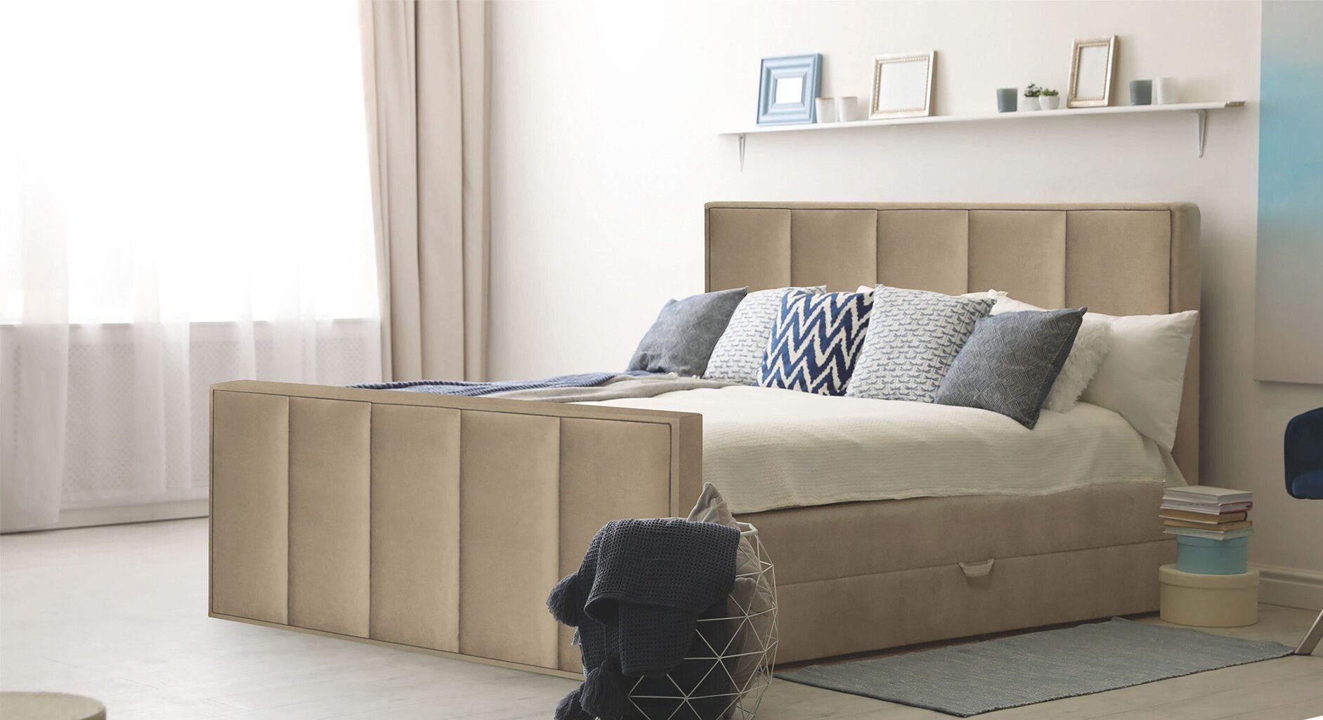 Kontinentālā gulta Feen, 200x200 cm, brūna cena un informācija | Gultas | 220.lv