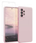 Komplekts - silikona vāciņš Samsung Galaxy A53 5G (real liquid silicone Easy Clean), rozā (Mistyrose) + Basic (Case Friendly) aizsargstikls cena un informācija | Telefonu vāciņi, maciņi | 220.lv