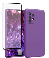 Komplekts-aizsargvāciņš silikona Samsung Galaxy A53 5G SoundBerry(real liquid silicone Easy Clean), violets (Irish) + aizsargstikls Superior 5D cena un informācija | Telefonu vāciņi, maciņi | 220.lv