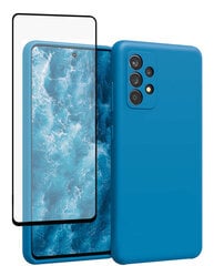 Komplekts-aizsargvāciņš silikona Samsung Galaxy A53 5G SoundBerry(real liquid silicone Easy Clean), zils (Ocean blue) + aizsargstikls Superior 5D cena un informācija | Telefonu vāciņi, maciņi | 220.lv