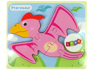 Деревянный пазл Динозавр, розовый/синий цвет цена и информация | Развивающие игрушки | 220.lv