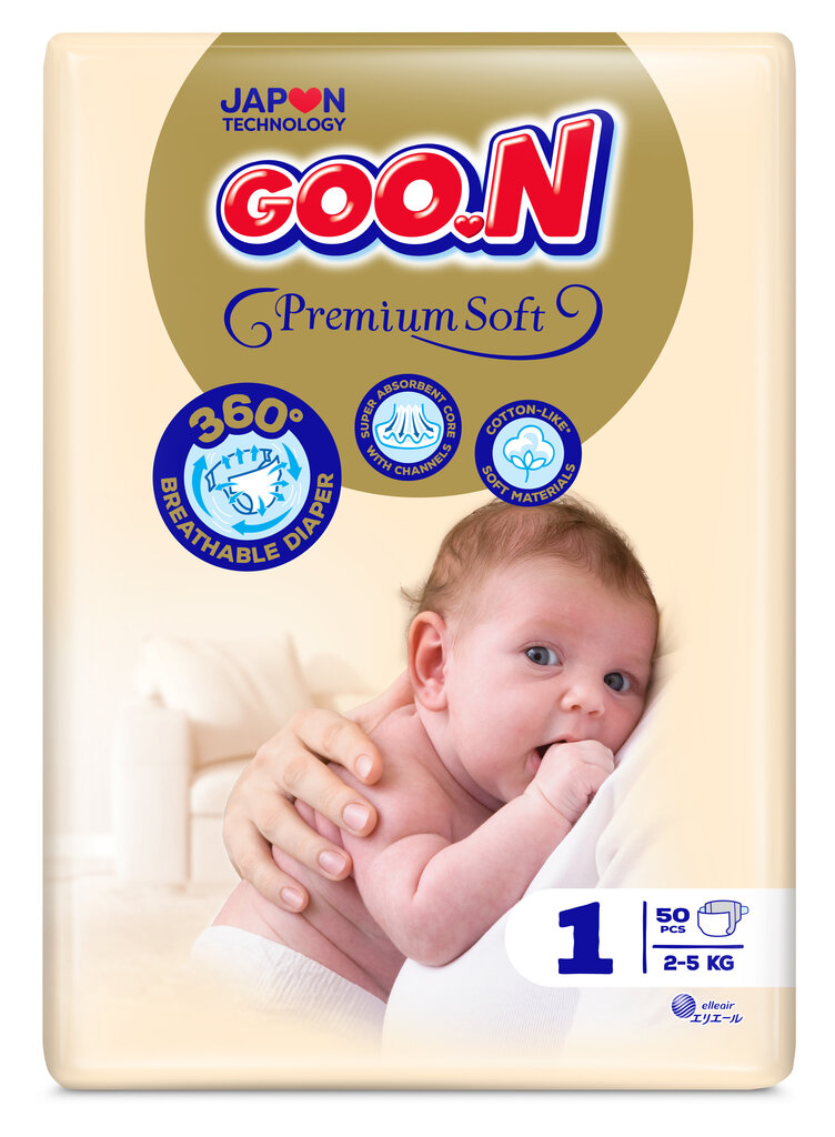 Autiņbiksītes Goon, 1 (2-5 kg), 50 gab cena un informācija | Autiņbiksītes | 220.lv