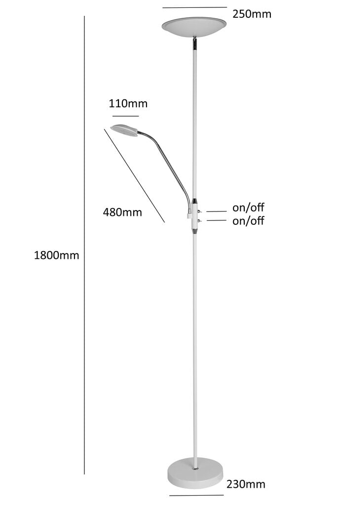 LED stāvlampa G.LUX GH-6800 balts/hroms cena un informācija | Stāvlampas | 220.lv