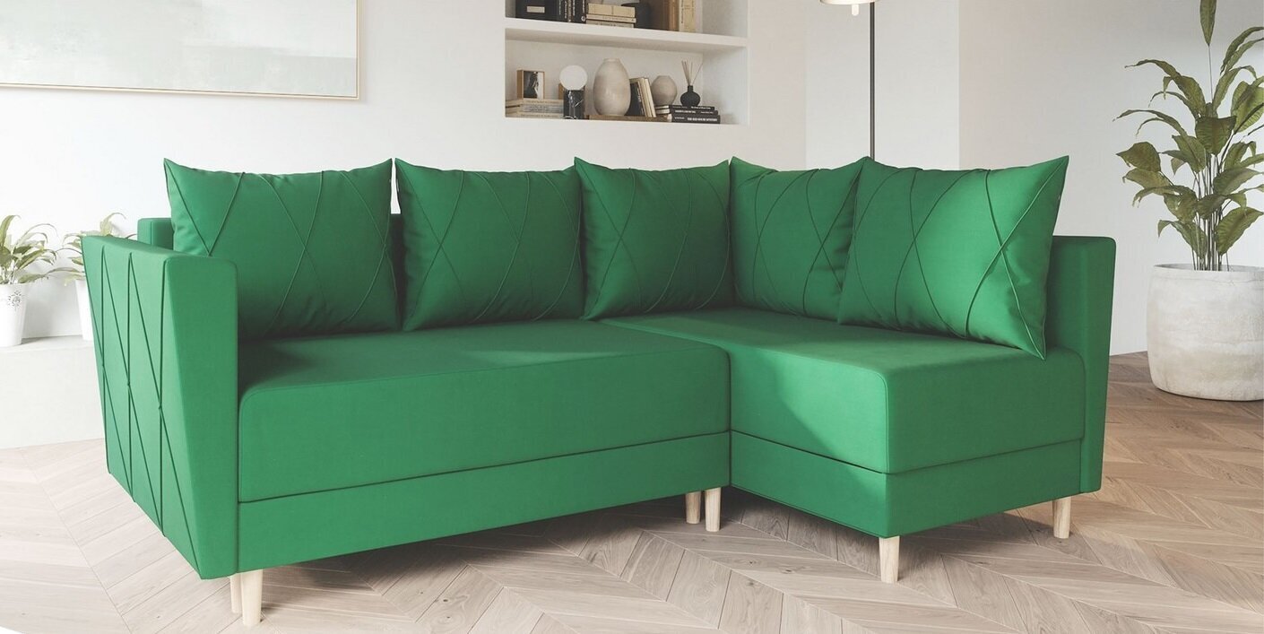 Stūra dīvāns Marti, zaļš cena un informācija | Stūra dīvāni | 220.lv