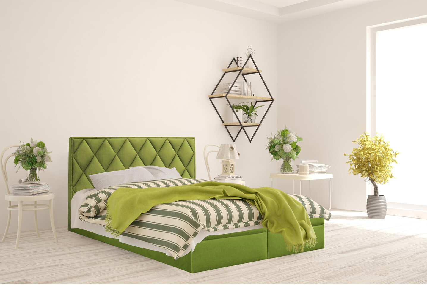 Kontinentālā gulta Piazzo, 200x200 cm, zaļa цена и информация | Gultas | 220.lv