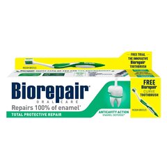 Зубная паста Biorepair total protective repair 75 мл+ зубная щетка Biorepair Curve medium с колпачком цена и информация | Зубные щетки, пасты | 220.lv