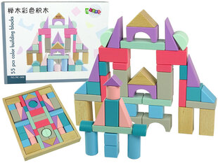 Набор деревянных кирпичей для девочек Lean Toys Замок, 55 шт. цена и информация | Игрушки для девочек | 220.lv