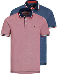 2 PACK - vīriešu polo krekls JJEPAULOS Slim Fit 12191216 Rio Red Denim Blue цена и информация | Мужские футболки | 220.lv