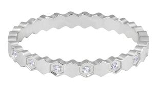 Дизайнерское стальное кольцо с прозрачными серебряными цирконами Troli  цена и информация | Кольца | 220.lv