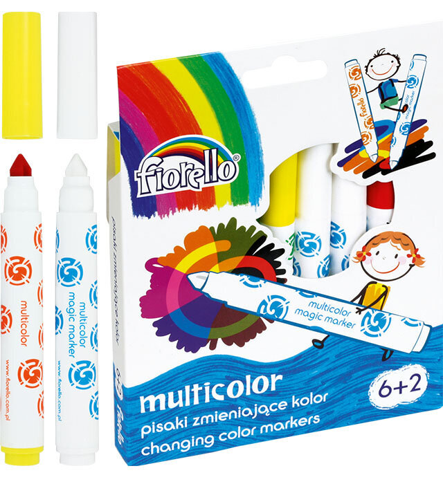 Marķieru pildspalvas MULTICOLOR, Fiorello, 6 krāsas.+2 krāsu mainītāji cena un informācija | Modelēšanas un zīmēšanas piederumi | 220.lv